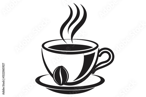 Steaming Coffee Cup Silhouette A Moment of Warmth black vactor