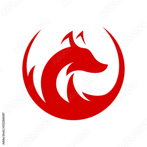 abstract red fox head logo vector