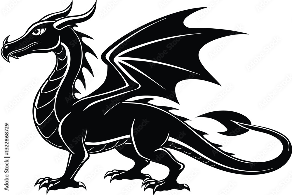 Fototapeta premium Dragon silhouette vector illustration
