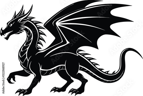 Dragon silhouette vector illustration