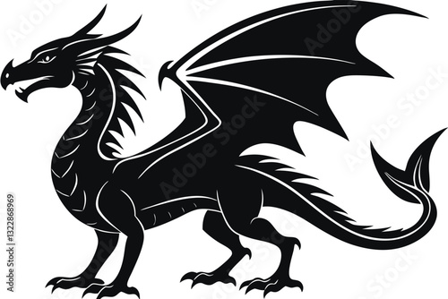 Dragon silhouette vector illustration