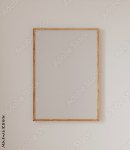 Fototapeta Naklejka Na Ścianę i Meble -  Mockup frame wood, poster empty close up in home design, interior wall element mockup, 3d render