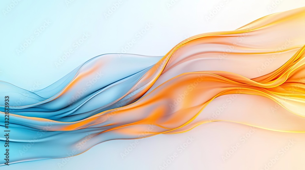 Obraz premium Abstract concept art background idea. Abstract design featuring smooth flowing waves in vibrant blue and orange hues.