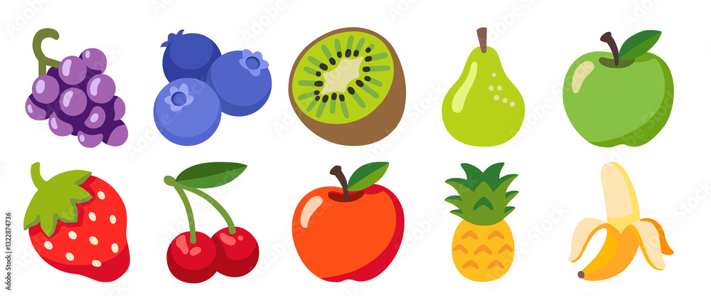 Pattern with several fruits isolated on white background Pattern with several fruits isolated on white background