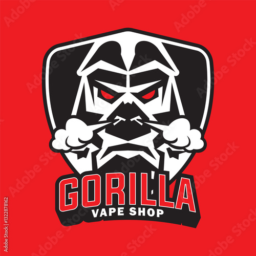Gorilla smoking vape emblem logo design