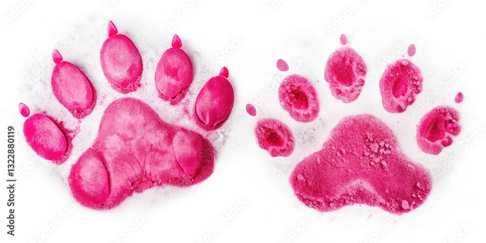 Fototapeta premium Macro Photography of Pig Footprints on White Background - Vector Illustration of Animal Tracks and Silhouettes for Farm and Nature Themes