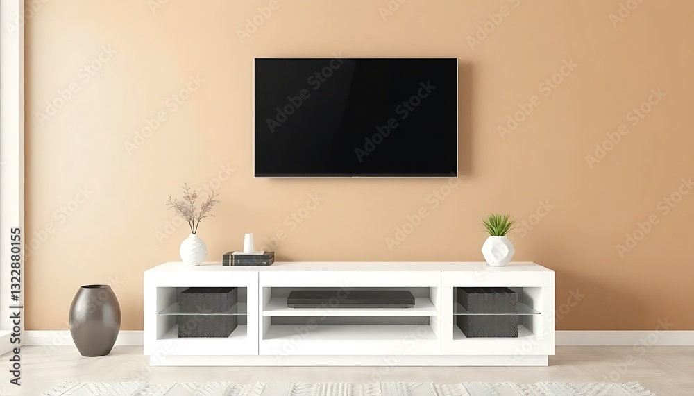 Fototapeta premium A Cabinet Television Wall Living Room