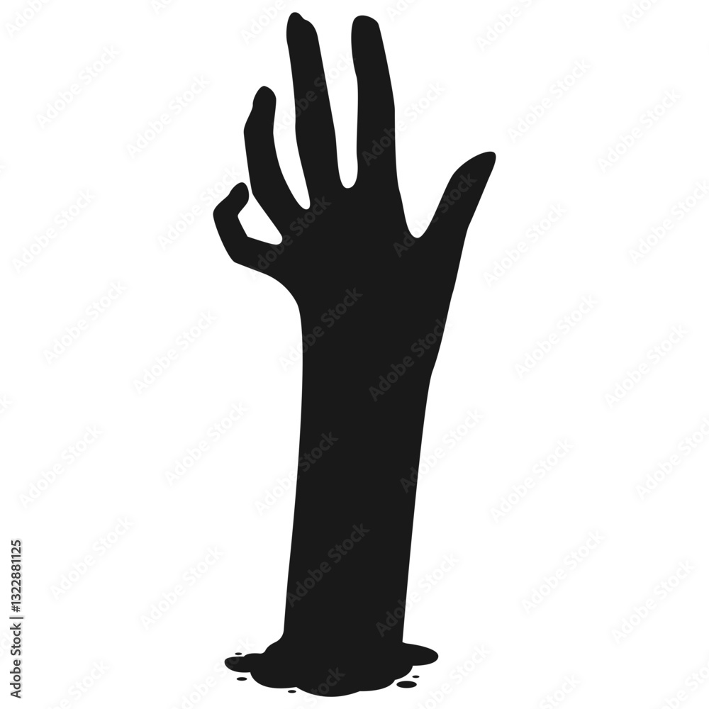 Zombie Hand Silhouette on White Background. Flat Vector Illustration. Zombie Hand Silhouette on White Background. Flat Vector Illustration.