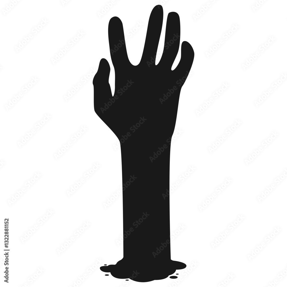 Zombie Hand Silhouette on White Background. Flat Vector Illustration. Zombie Hand Silhouette on White Background. Flat Vector Illustration.