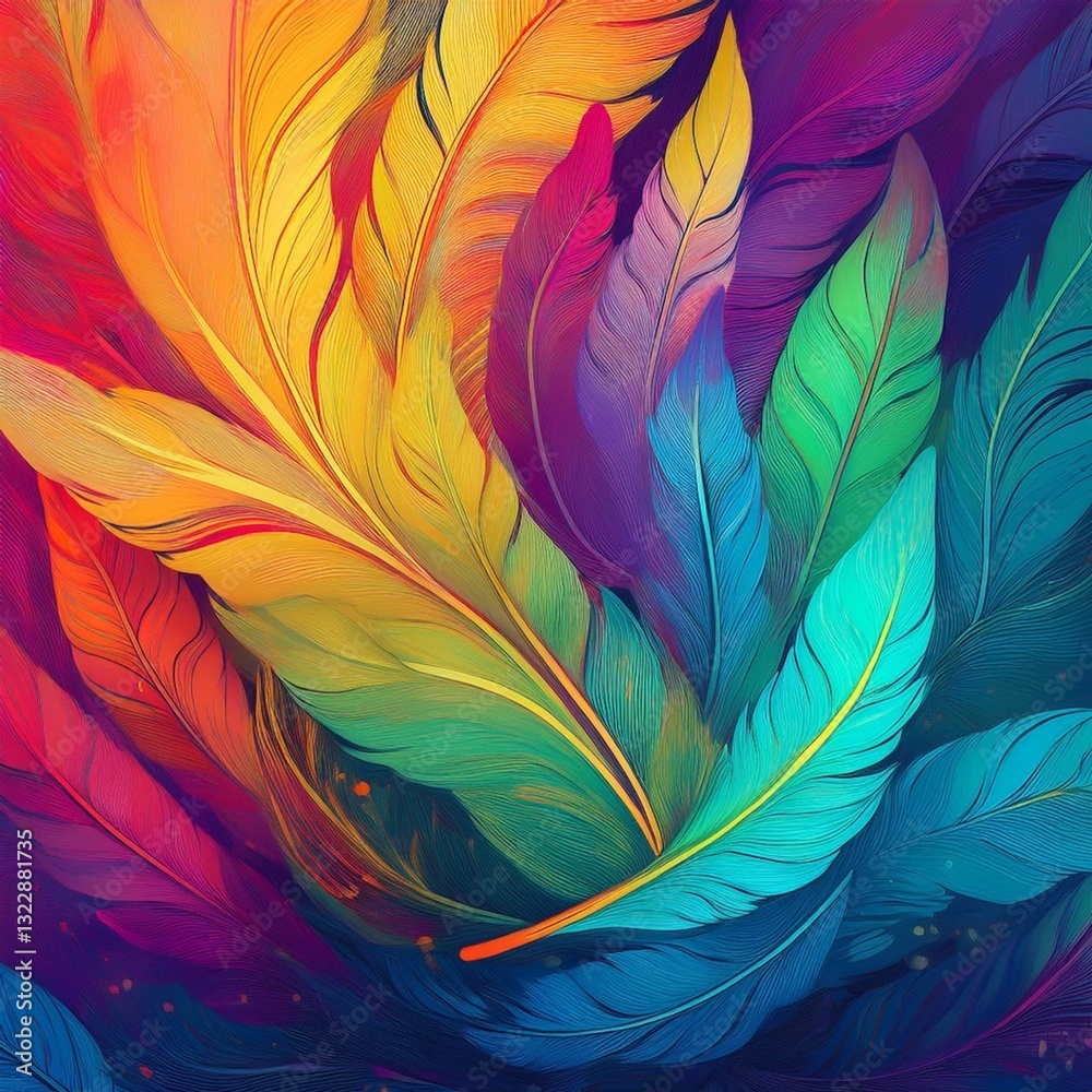 Obraz premium 虹色の羽