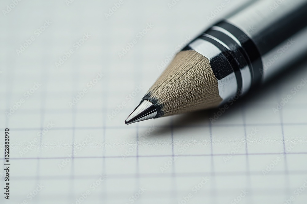 Closeup of a Mechanical Pencil Point on Graph Paper Highlighting Detail and Precision Closeup of a Mechanical Pencil Point on Graph Paper Highlighting Detail and Precision