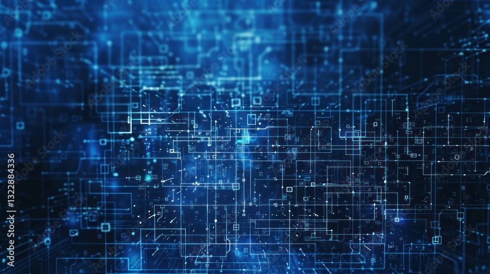Obraz premium Abstract digital technology background with glowing lines and nodes