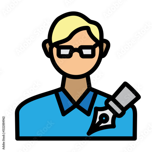 Author Profile Vector Filled Icon Design