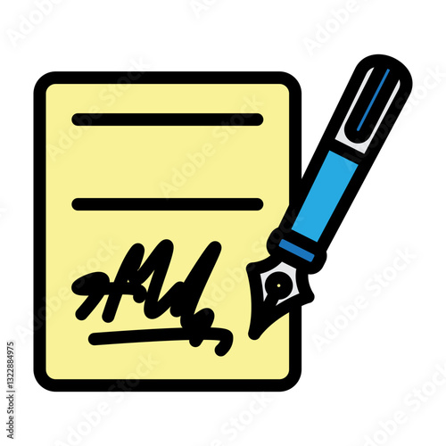 Author Signature Vector Filled Icon Design