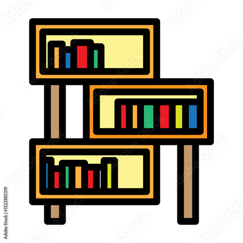 Bookshelf Vector Filled Icon Design