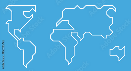 Fototapeta Naklejka Na Ścianę i Meble -  Simple stylized world map. Minimal style continents outlines. Flat vector illustration isolated on white background.