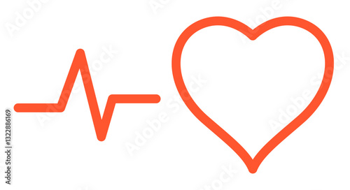 Simple line icon of heart and cardiogram. Flat vector illustration isolated on white background.