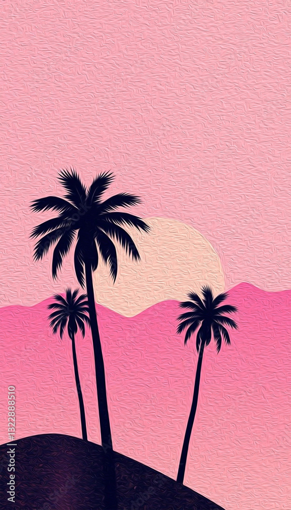 Naklejka premium Palm tree . Artistic brush strokes. Botanical illustration for printing on wall decorations.