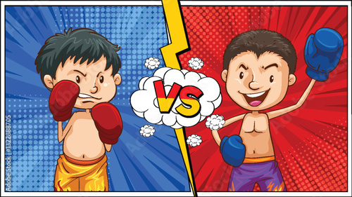 Cartoon Boxing Match Showdown