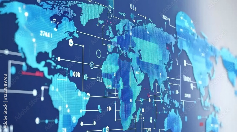 Abstract Digital World Map with Network Connections Abstract Digital World Map with Network Connections