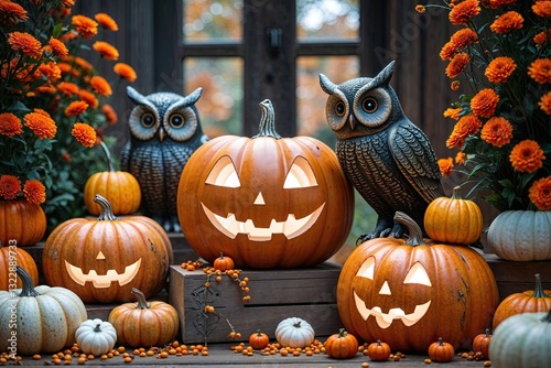 Charming Halloween Pumpkins and Enchanting Ghost Owls for October Home Decor