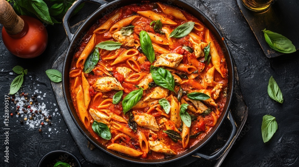 Chicken and Tomato Penne Pasta with Basil Chicken and Tomato Penne Pasta with Basil
