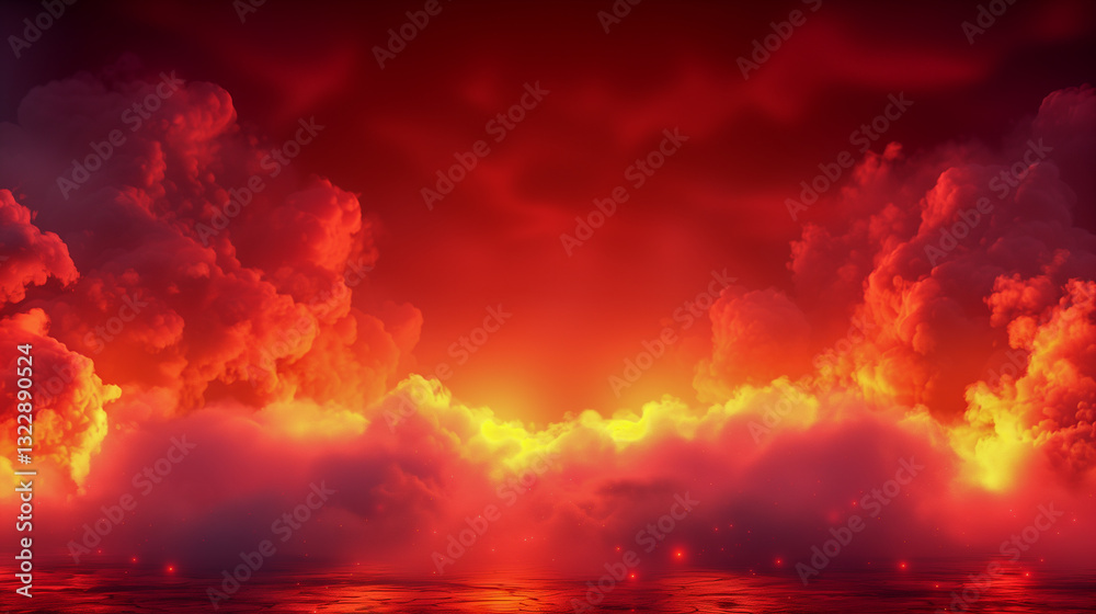 Naklejka premium Fiery Red Clouds Over a Dramatic Horizon