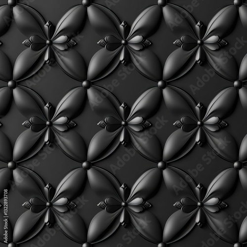 Black Floral Pattern with Three-Dimensional Effect