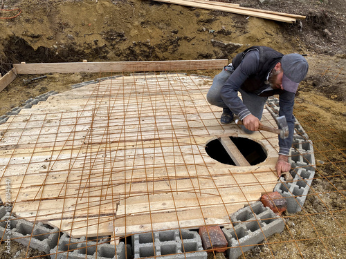 Building a septic tank.
