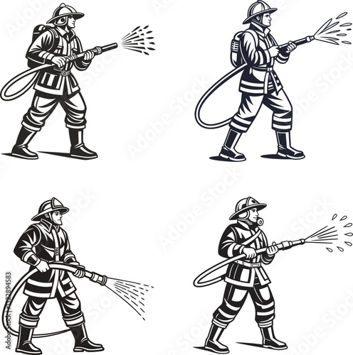 Heroic Firefighter Silhouettes Courage in Action.