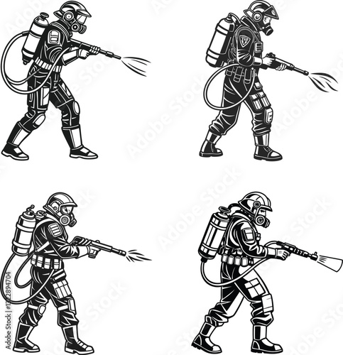 Heroic Firefighter Silhouettes Courage in Action.