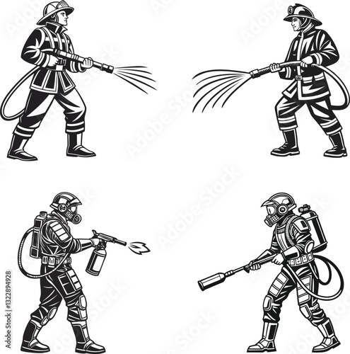 Heroic Firefighter Silhouettes Courage in Action.