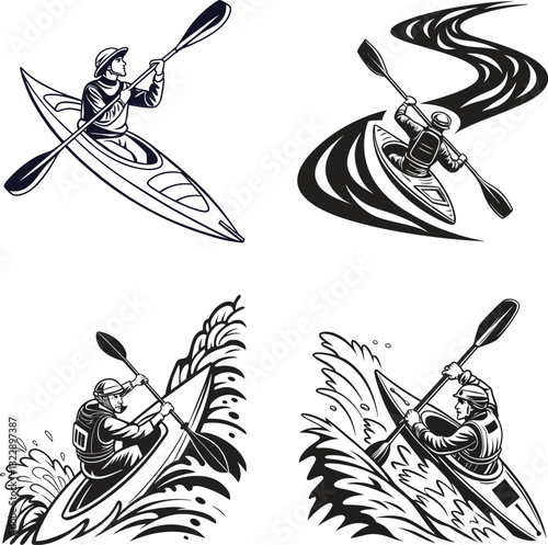 Kayaking Adventure Silhouette Bundle.