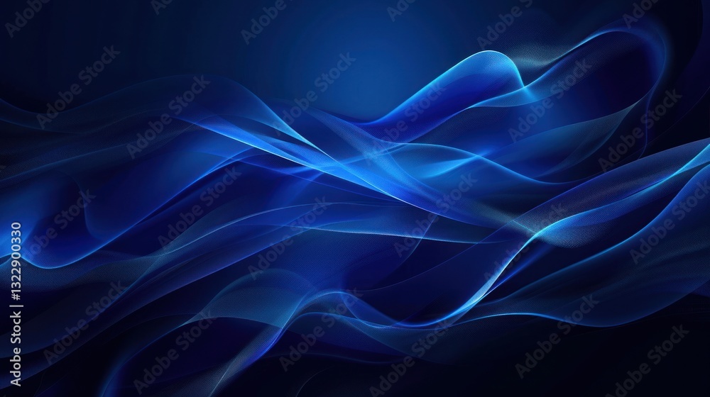 Obraz premium Abstract blue waves flowing across a dark background (1)