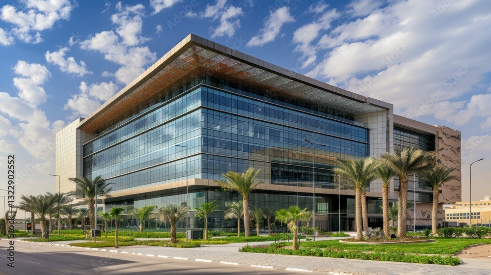 An office building in Riyadh with a contemporary glass facade. An office building in Riyadh with a contemporary glass facade.
