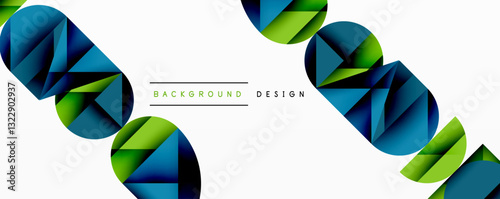 Abstract geometric pattern with intersecting circles and triangles in gradients. The high-contrast composition creates depth and a dynamic, modern aesthetic