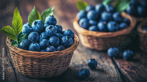 Wallpaper Mural Close-up of Blueberries in a Wicker Basket Torontodigital.ca