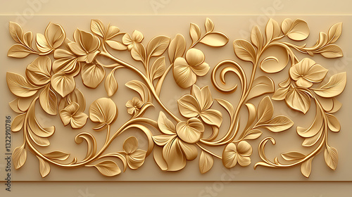 Wallpaper Mural Elegant floral relief art interior decoration wall design contemporary style close-up aesthetic appeal Torontodigital.ca