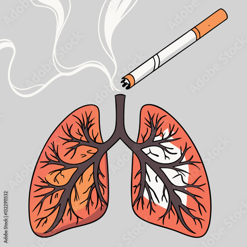 Damaged Lungs T-Shirt - Stop Smoking Health Warning Graphic Design