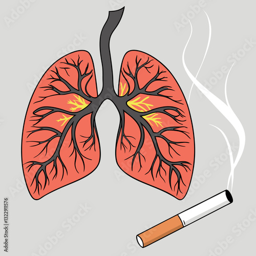 Cigarette Smoking Lungs Harm T-Shirt - Anti-Smoking Health Education Apparel