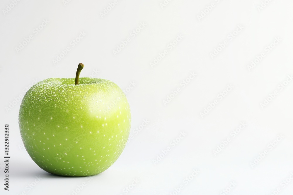 Fresh Granny Smith apple with water droplets on white blackground close up studio shot green vivid Fresh Granny Smith apple with water droplets on white blackground close up studio shot green vivid