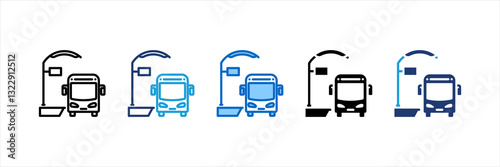 Bus Stop Multi Style Icon Set