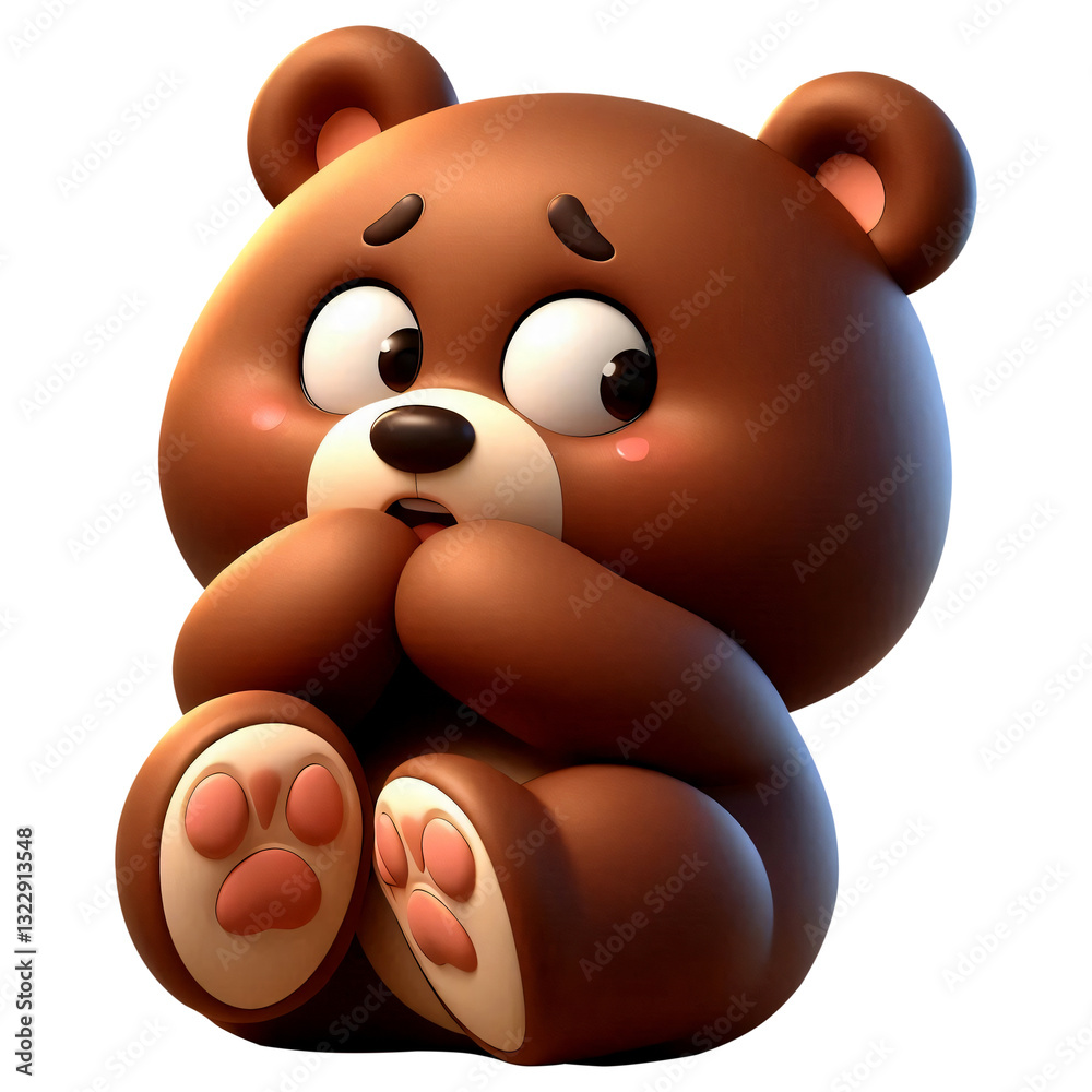 Obraz premium Cartoon of a scared brown bear