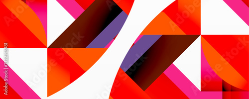 Circles, semi circles, squares and round triangles. Geometric mosaic style pattern abstract background for wallpaper, banner, backdrop, card, book Illustration, landing page