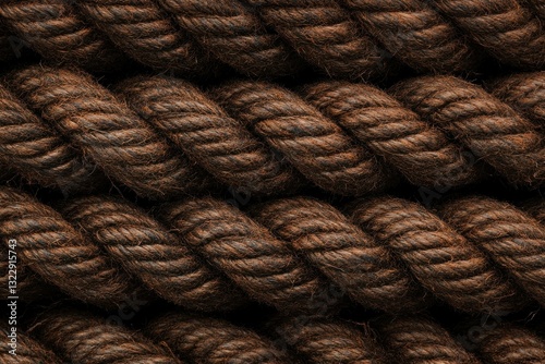 Obraz na płótnie Close-up View of Natural Brown Twisted Rope with Texture and Detail for Rustic Decor w salonie