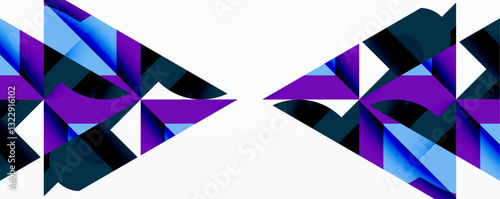 Circles, semi circles, squares and round triangles. Geometric mosaic style pattern abstract background for wallpaper, banner, backdrop, card, book Illustration, landing page