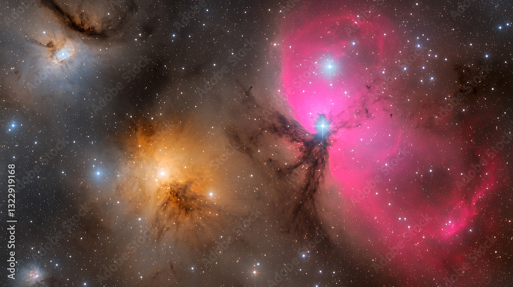 Fototapeta premium Exploring cosmic wonders nebulae and stars in the vast universe astrophotography outer space celestial viewpoint