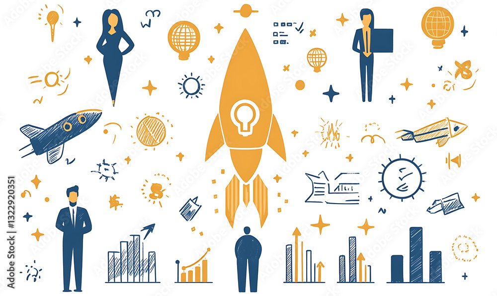 Marketing business idea and office icons illustrator or infographic for presentation background Marketing business idea and office icons illustrator or infographic for presentation background