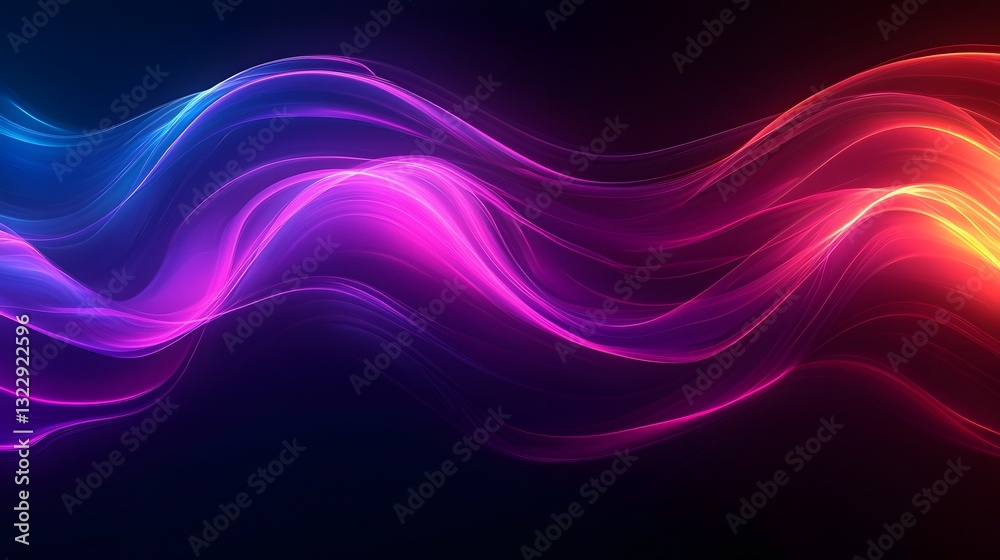 Fototapeta premium Abstract Vibrant Neon Wave Background Swirling Colorful Energy Digital Art