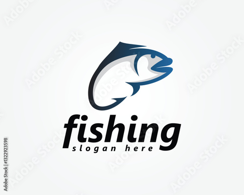 fishing logo fish with fishing hook tail logo design inspiration